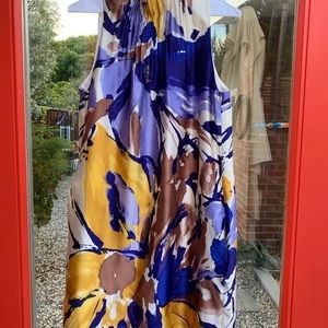 Taylor silk watercolor high neck mini dress 6 NWOT